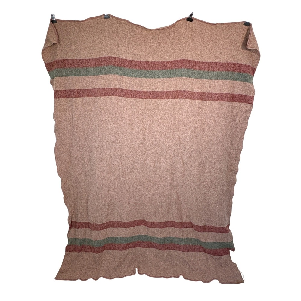VTG Kenwood Wool Blanket Camp Rose Fair Striped Rustic Cabin Heavyweight 55x74